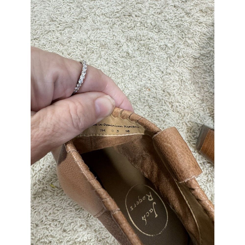 Jack Rogers Women's Greer Oak Tan Leather Block Heel Western Booties Size 7 M - Picture 11 of 12
